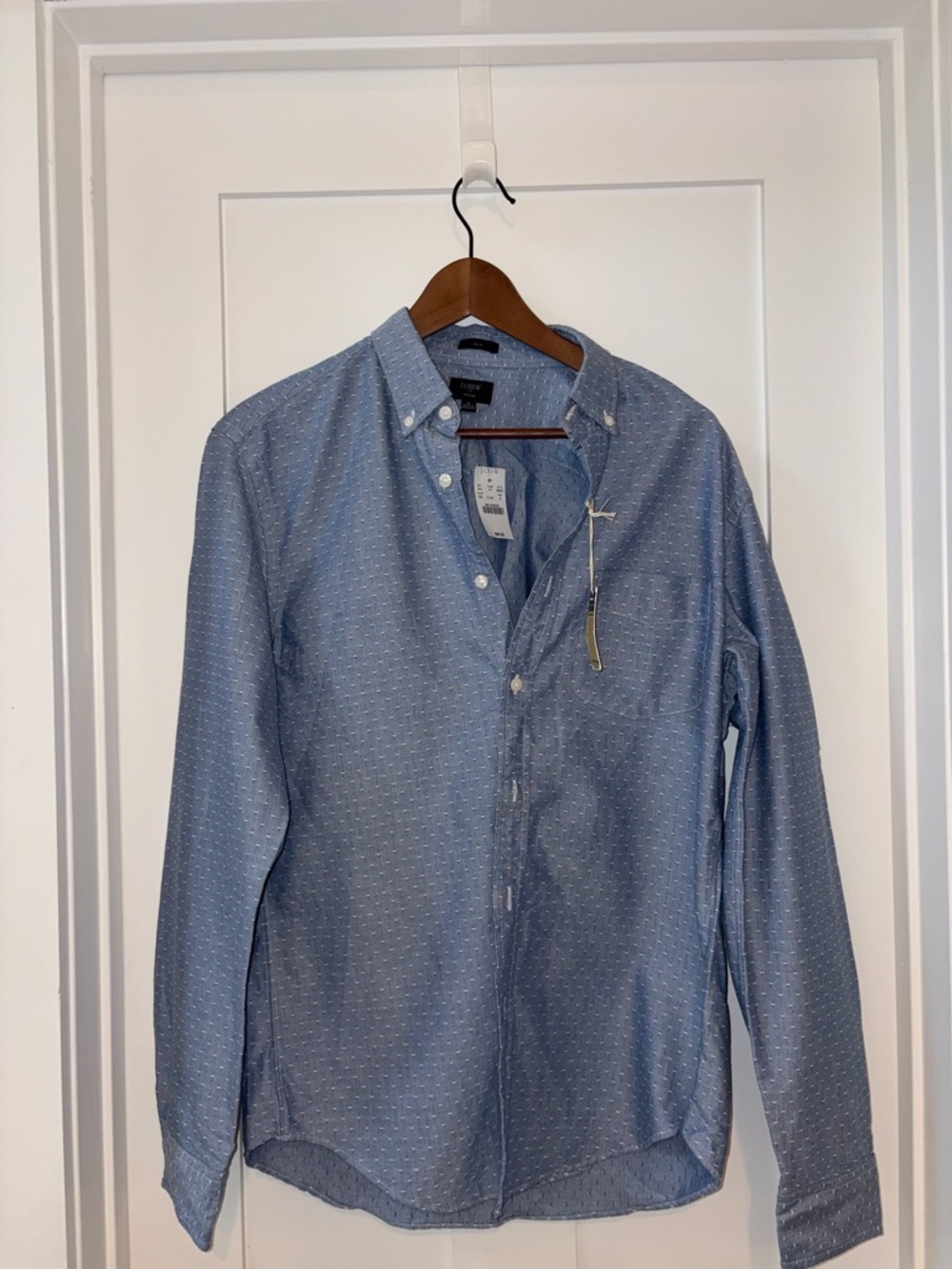 J. Crew Men's Light Blue Dotted Button-Down Shirt